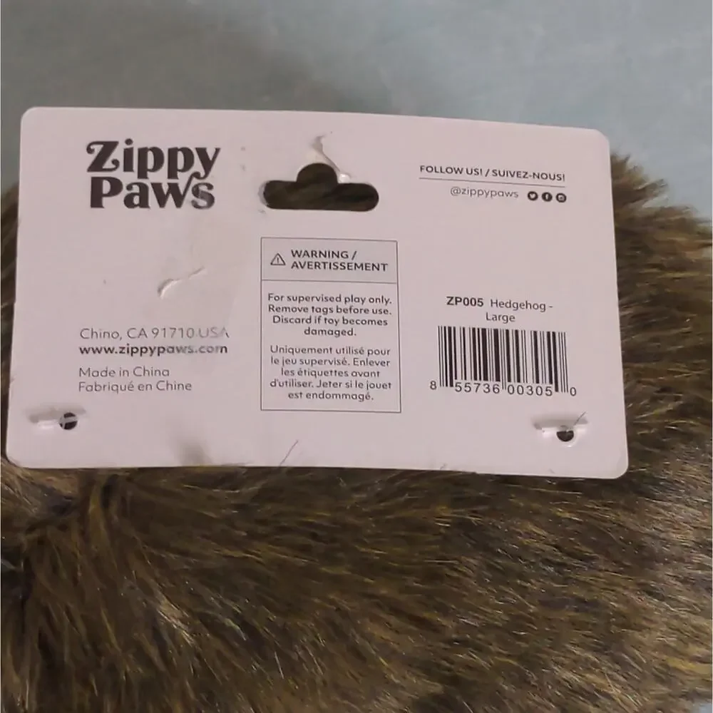 Zippy Paws Hedgehog Squeaky Plush Dog Toy - NWT